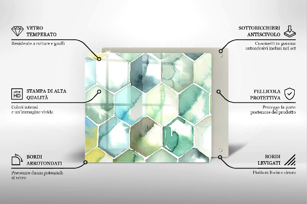 Sklo za varnou desku Akvarel šestiúhelníky