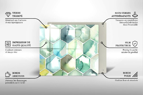 Sklo za varnou desku Akvarel šestiúhelníky