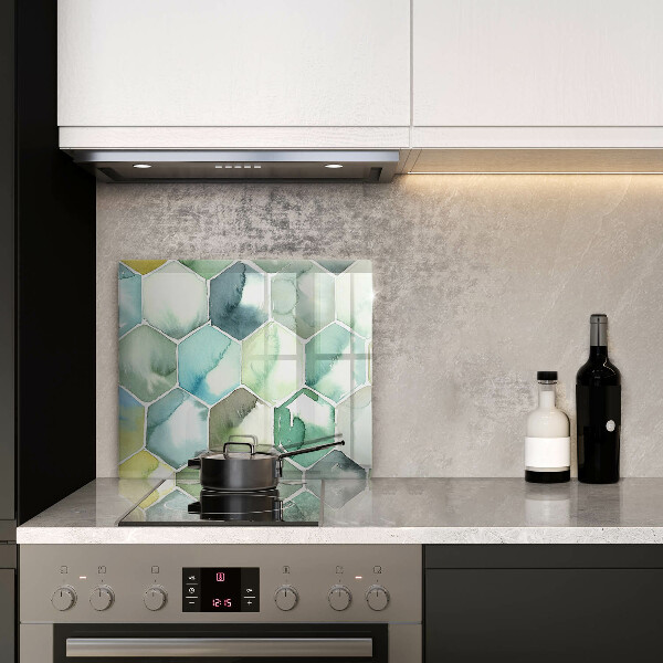 Sklo za varnou desku Akvarel šestiúhelníky