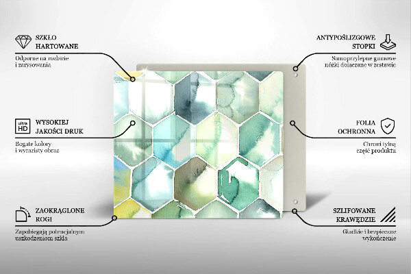 Sklo za varnou desku Akvarel šestiúhelníky