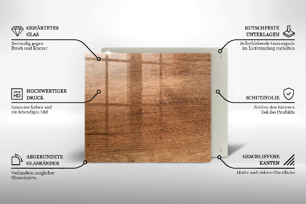 Sklo za varnou desku Textura dřeva