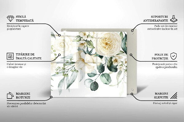 Sklo za varnou desku Akvarel květiny