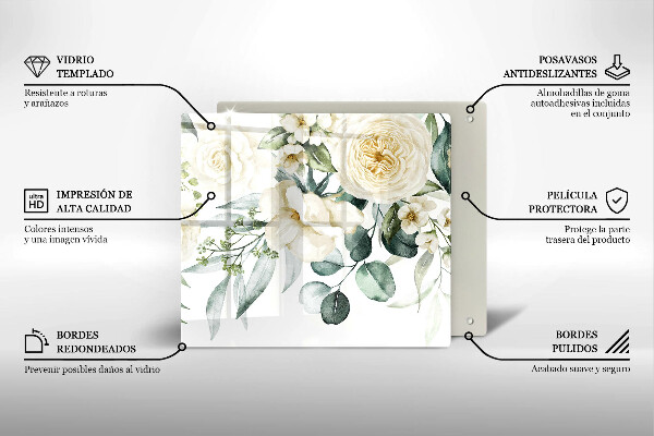 Sklo za varnou desku Akvarel květiny