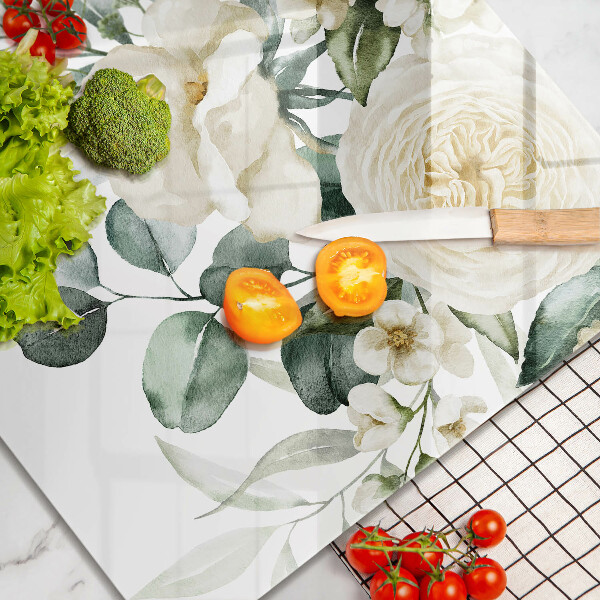 Sklo za varnou desku Akvarel květiny