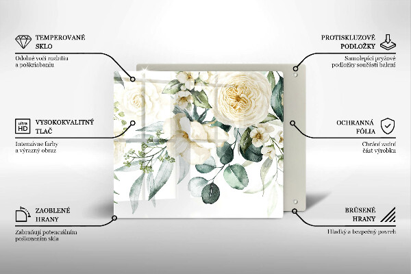 Sklo za varnou desku Akvarel květiny
