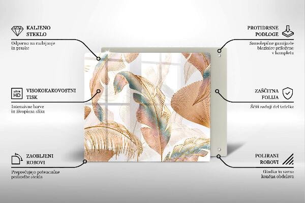 Sklo za varnou desku Boho peří a listy