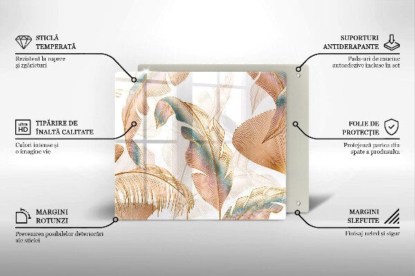 Sklo za varnou desku Boho peří a listy