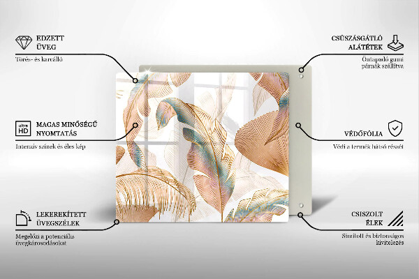 Sklo za varnou desku Boho peří a listy