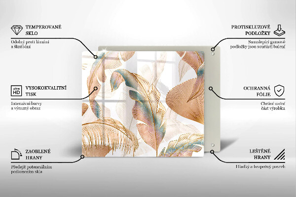 Sklo za varnou desku Boho peří a listy