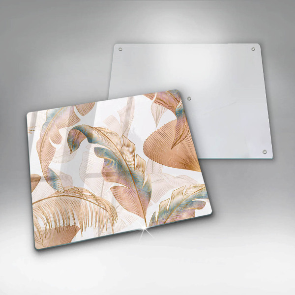 Sklo za varnou desku Boho peří a listy