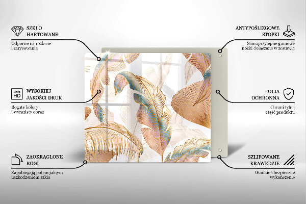 Sklo za varnou desku Boho peří a listy