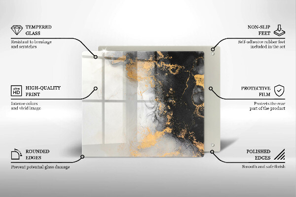 Sklo za varnou desku Abstrakce se zlatem