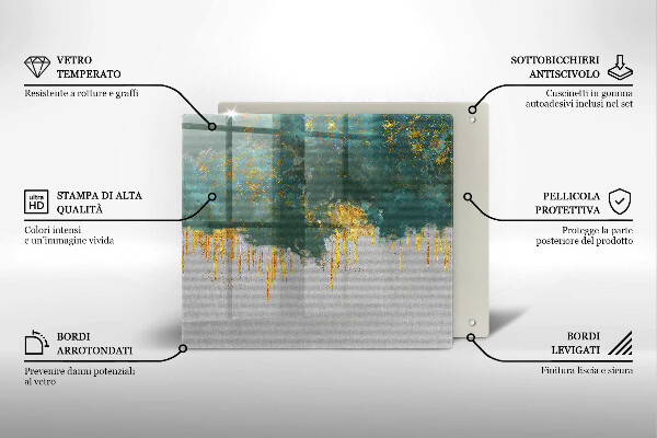 Sklo za varnou desku Abstrakce se zlatem