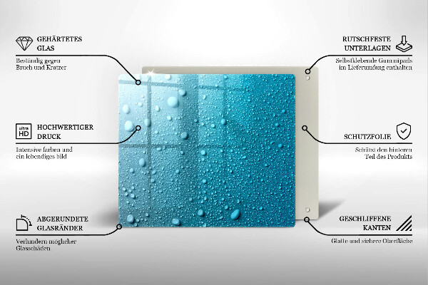 Sklo za varnou desku Kapky vody