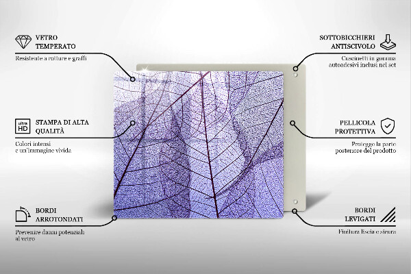 Sklo za varnou desku Listy s žilnatinou