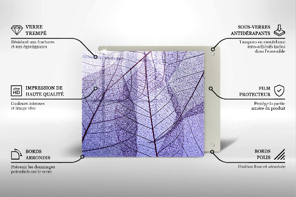 Sklo za varnou desku Listy s žilnatinou