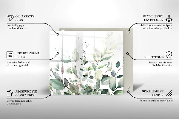 Sklo za varnou desku Akvarel rostliny