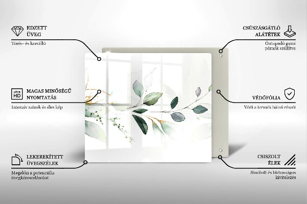 Sklo za varnou desku Akvarel listy