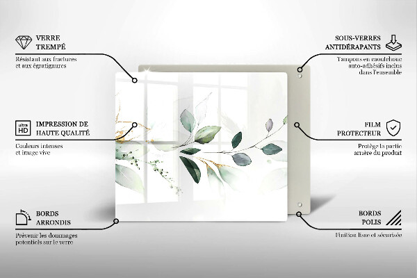 Sklo za varnou desku Akvarel listy