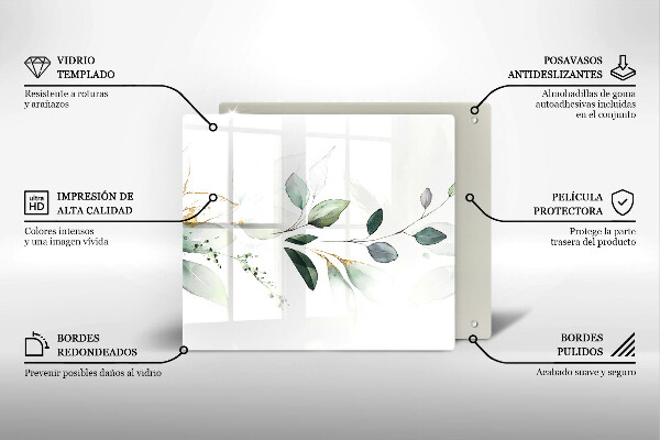 Sklo za varnou desku Akvarel listy