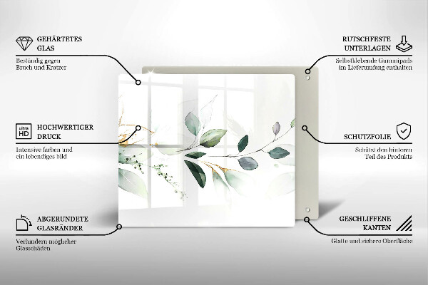 Sklo za varnou desku Akvarel listy