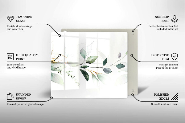Sklo za varnou desku Akvarel listy