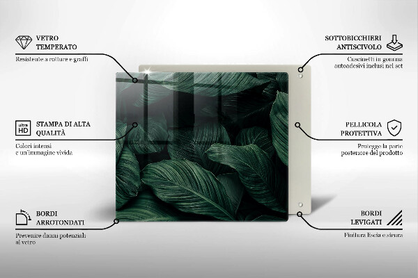 Sklo za varnou desku Tmavé listy