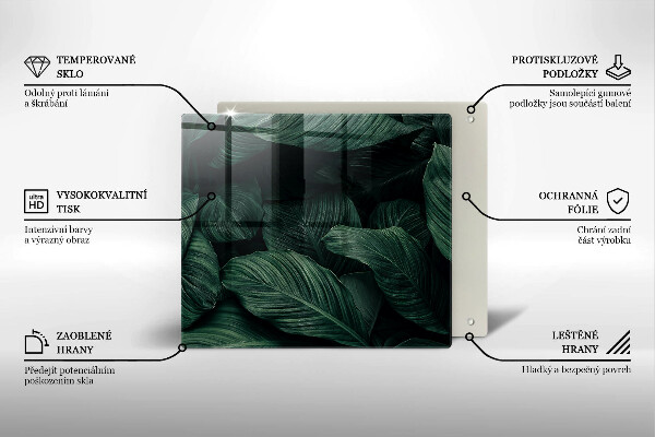 Sklo za varnou desku Tmavé listy