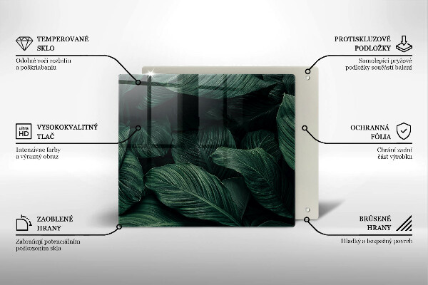 Sklo za varnou desku Tmavé listy