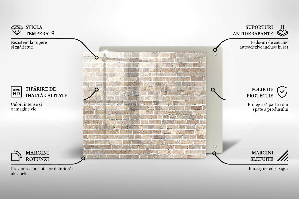 Sklo za varnou desku Světlá cihlová zeď