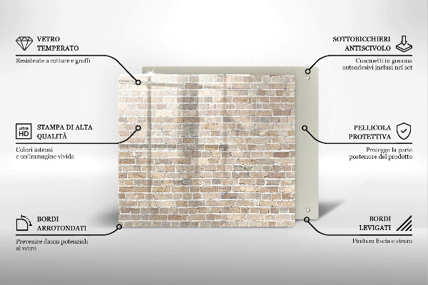 Sklo za varnou desku Světlá cihlová zeď