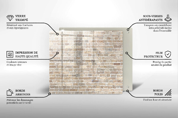 Sklo za varnou desku Světlá cihlová zeď