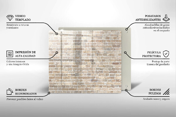 Sklo za varnou desku Světlá cihlová zeď