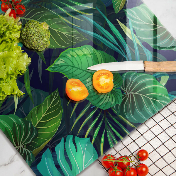 Sklo za varnou desku Ilustrace listí džungle