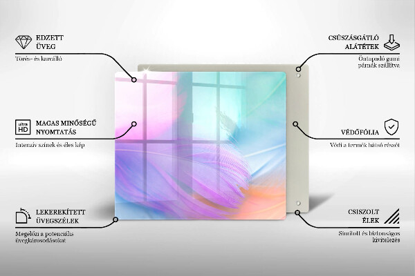 Sklo za varnou desku Pastelové peří