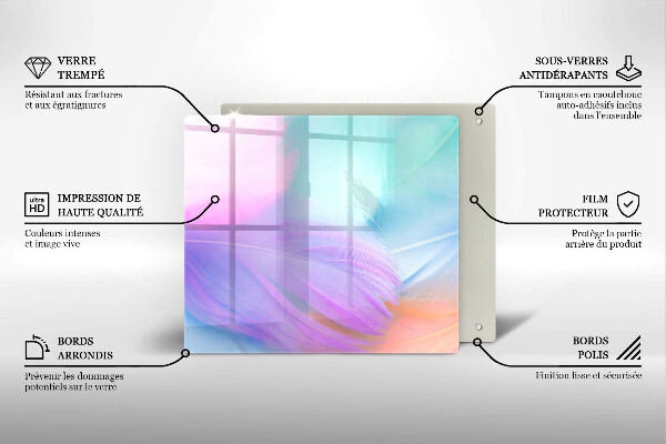 Sklo za varnou desku Pastelové peří