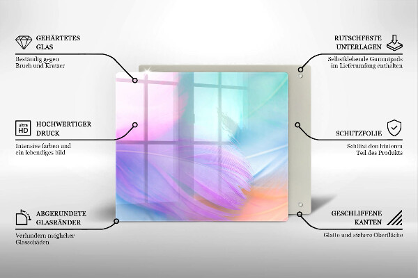 Sklo za varnou desku Pastelové peří