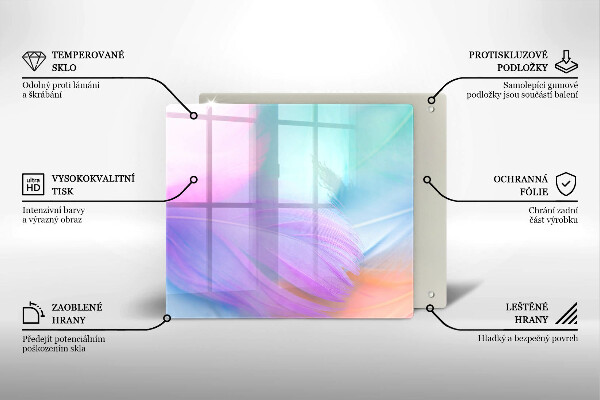 Sklo za varnou desku Pastelové peří