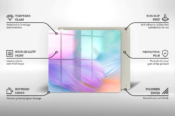 Sklo za varnou desku Pastelové peří