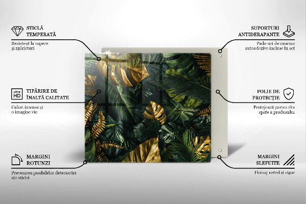 Sklo za varnou desku Listy zlaté monstery