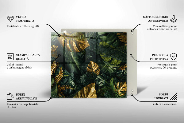 Sklo za varnou desku Listy zlaté monstery