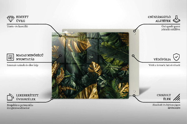 Sklo za varnou desku Listy zlaté monstery