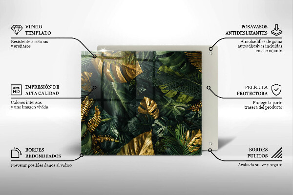 Sklo za varnou desku Listy zlaté monstery