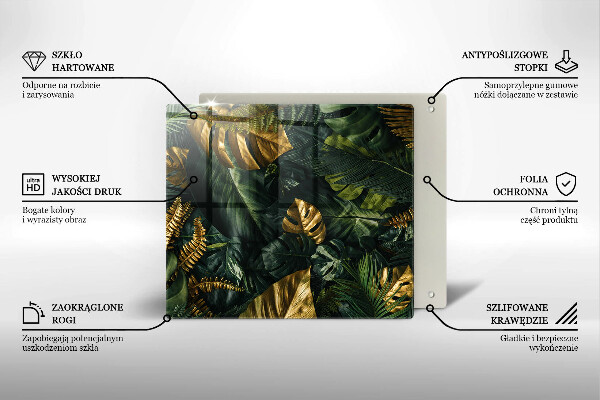 Sklo za varnou desku Listy zlaté monstery