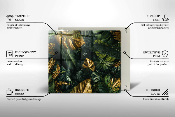 Sklo za varnou desku Listy zlaté monstery