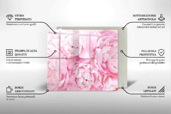 Sklo za varnou desku Jemné pivoňky