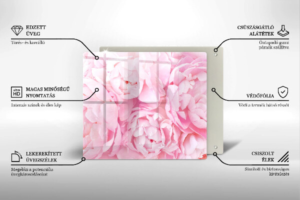 Sklo za varnou desku Jemné pivoňky