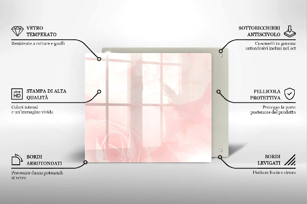 Sklo za varnou desku Pozadí pastelových růží