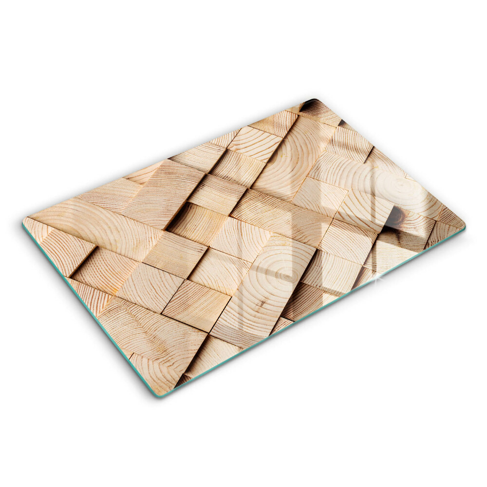 Skleněná deska za sporák Dřevěné čtverce