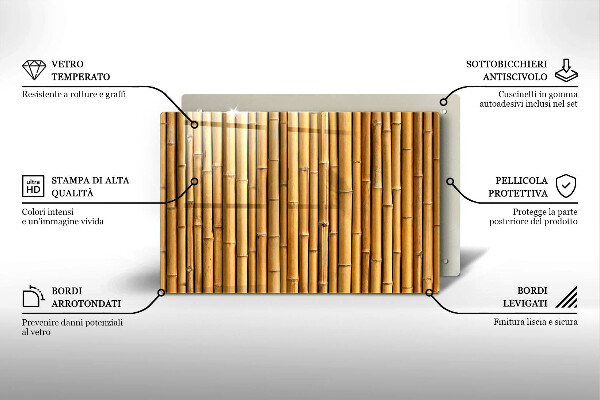 Skleněná deska za sporák Přírodní boho bambus